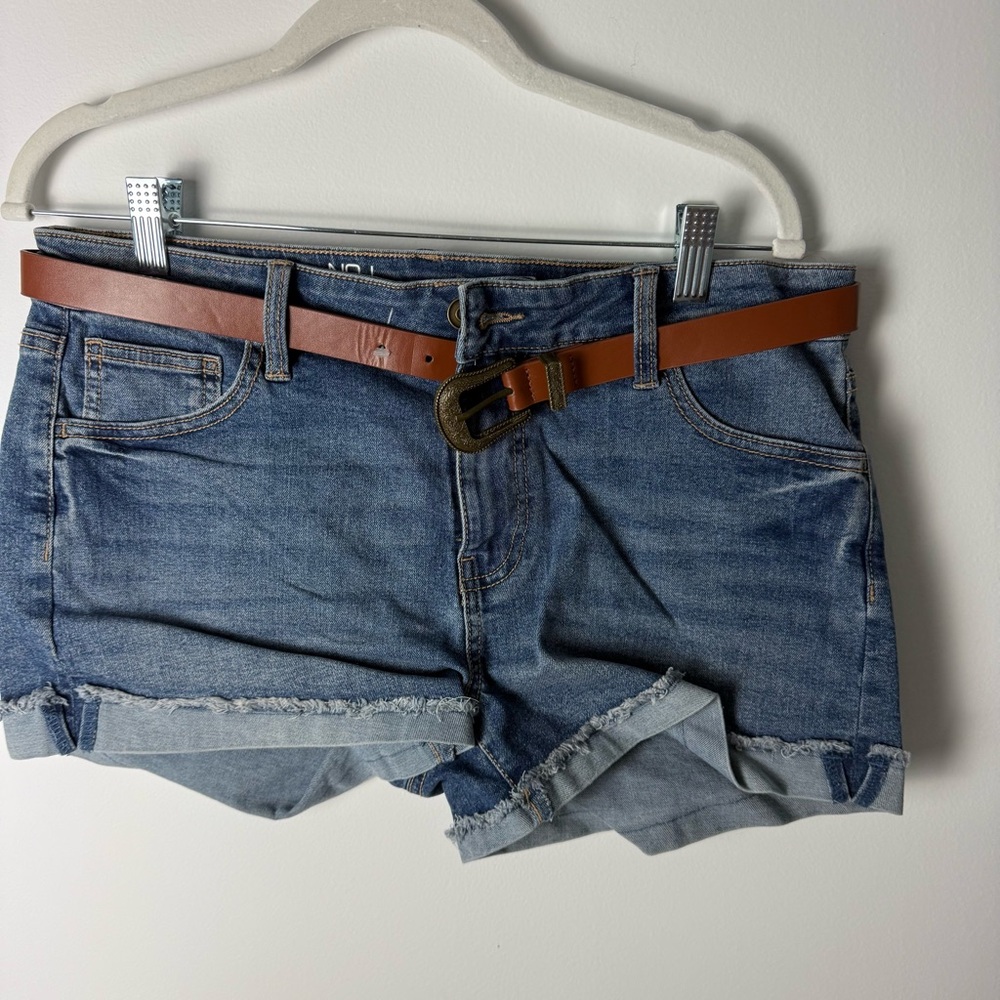 No Boundaries Blue and Brown Jean Shorts Casual Summer Style